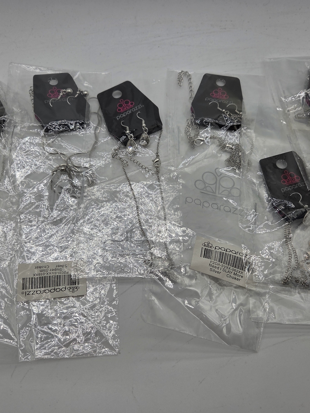 Lot of 6 Paparazzi Jewelry Sets Necklaces Earrings Silver Tone NIP Mixed Styles